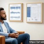 Home 21 중독상담사 직업에서 사용하는 심리 테스트 - A compassionate clinical psychologist in a modern therapy office, engaging warmly with a diverse adu...