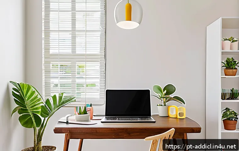 중독상담사 수험생을 위한 공부 계획 - A serene, well-organized study nook in a modern Brazilian apartment, featuring a tidy wooden desk wi...